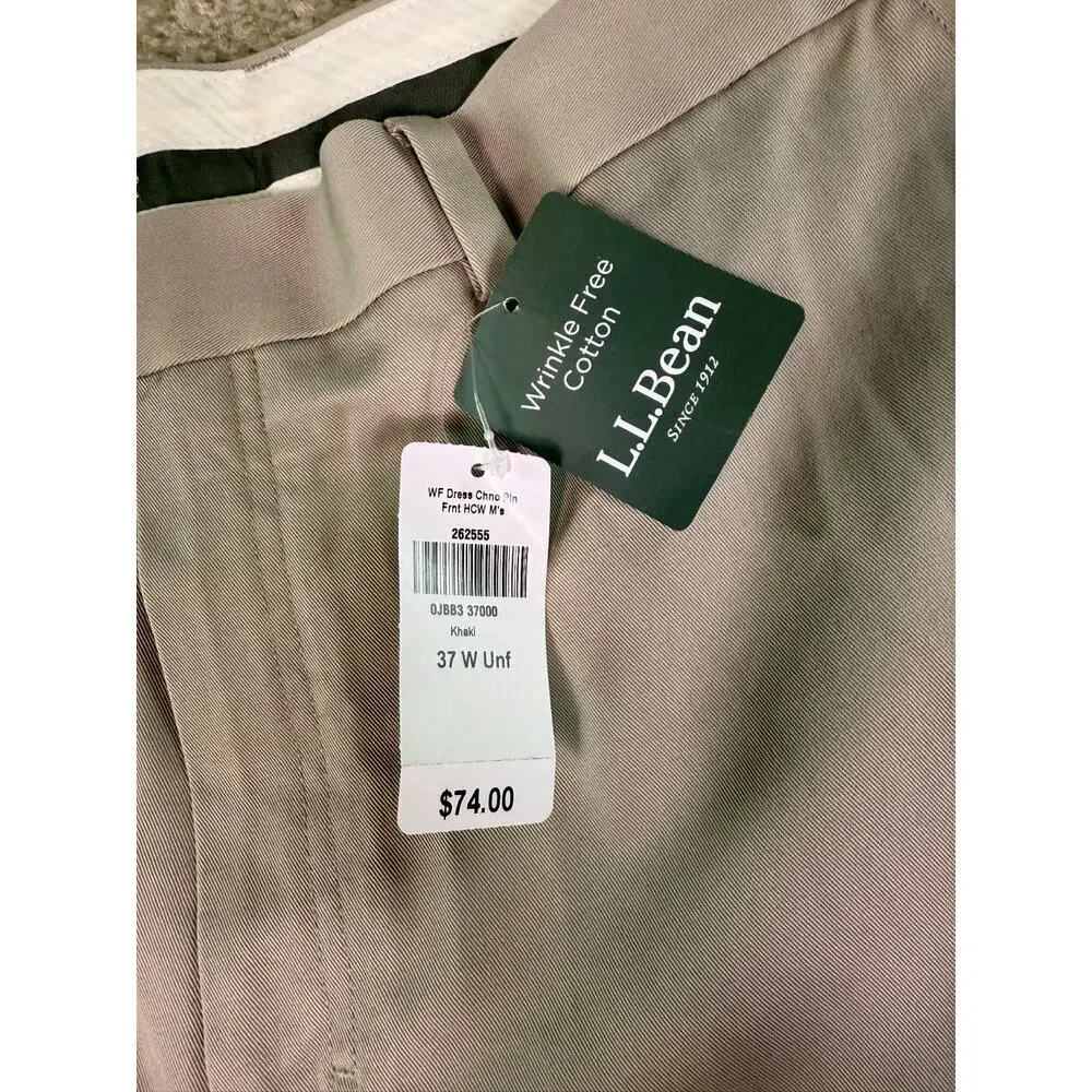 LL Bean Pants 38x31 Men's Comfort Fit Chino Khaki Wrinkle Free NWT D832